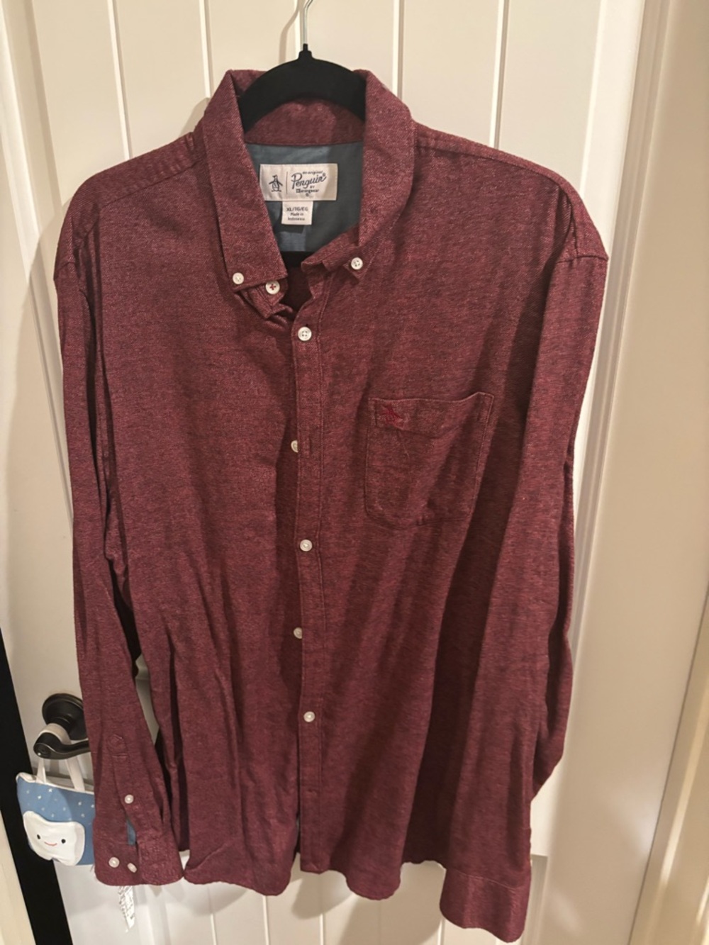 Original Penguin Men's Button-Down Shirt - Maroon Heather MENS XL